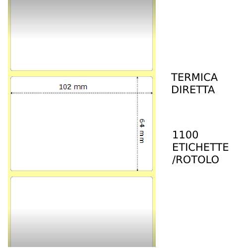 Termica diretta Etichette permanente per ZEBRA 102mm*64mm 1100pz