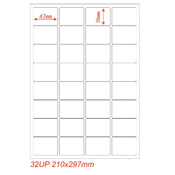 Etichette adesivo formato A4 165g 47,5*35,5mm n.32 etichette/foglio (conf.100foglio)