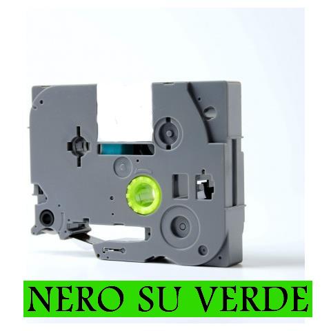 9mmX8m Nastro laminato compatibile per Brother TZe-721 nero su verde