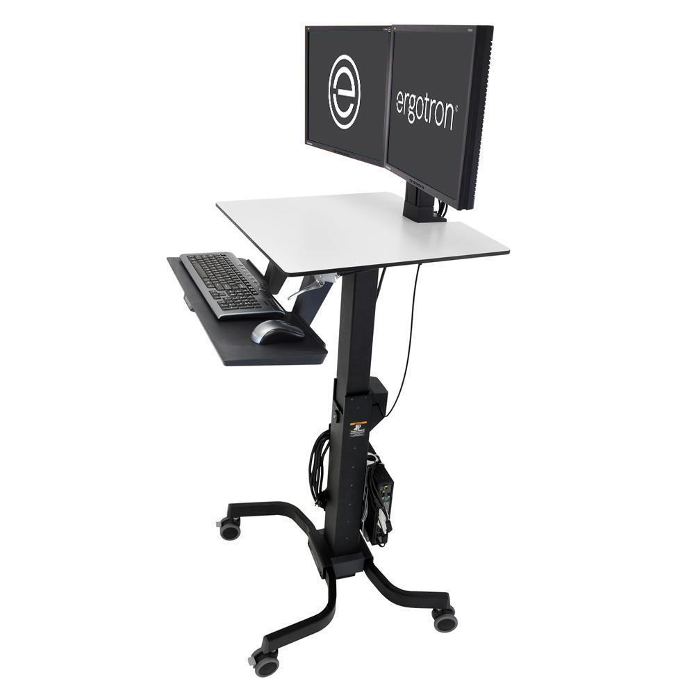 Ergotron WorkFit-C, Dual Sit-Stand Nero, Grigio Pannello piatto Carrello multimediale (WORKFIT-C DUAL - BLACK)