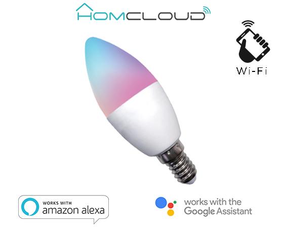 Lampadina Wi-FI RGB Bianco caldo E14 C37 dimmerabile