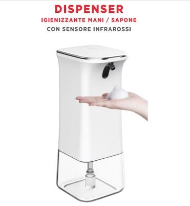 DISPENSER AUTOMATICO MANI E SAPONE 280ML CON SENSORE PIR GEL-DISPVT8601P