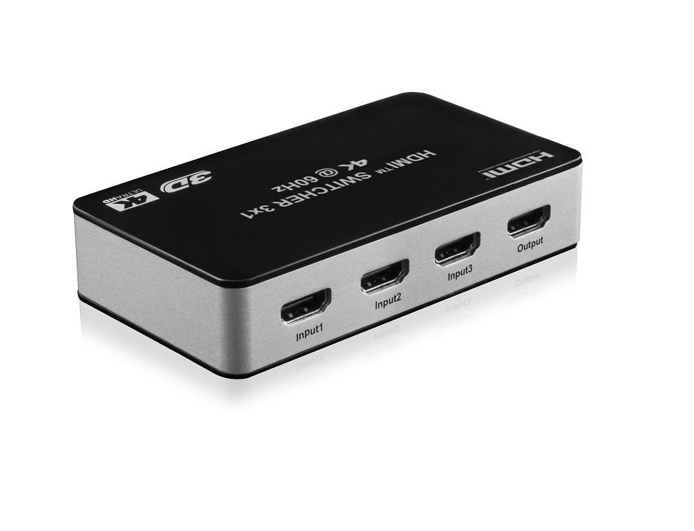 Switch 3x1 HDMI 2.0 18G 4k60hz HDR con telecomando IR