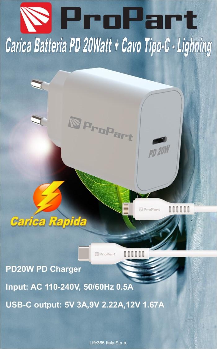 Carica batterie Rapido Cavo da Tipo-C a Lightning 3A PD 20W