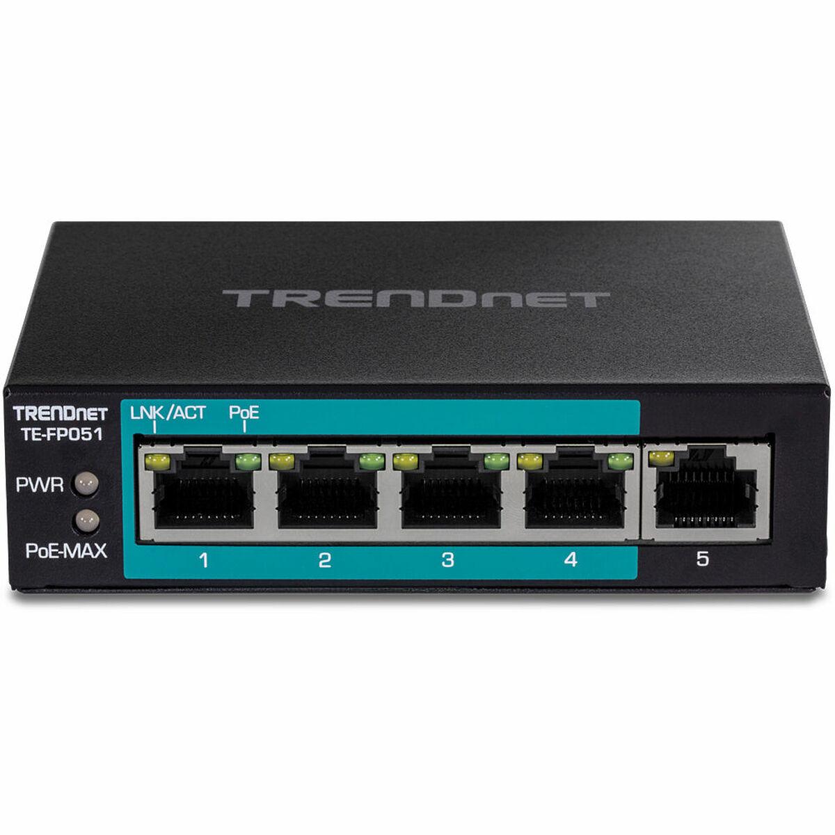 Trendnet TE-FP051 switch di rete Non gestito Fast Ethernet [10/100] Supporto Power over Ethernet [PoE] Nero (TRENDnet TE-FP051