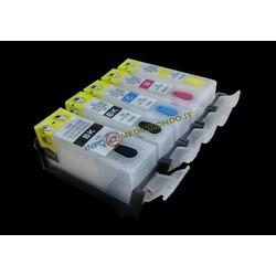 KIT 5 CARTUCCE RICARICABILI CON CHIP AUTORESETTANTE PER CANON PER PGI-525/CLI-526 IP4850 MG5150 MG5250