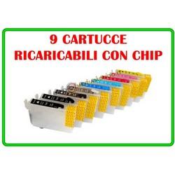 KIT 9 CARTUCCE RICARICABILI PER EPSON STYLUS PHOTO R2880 CON CHIP AUTORESETTANTE