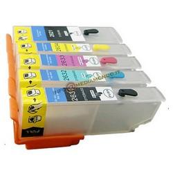 KIT 5 CARTUCCE RICARICABILI PER EPSON T2621 T2631 T2632 T2633 T2634 - CON CHIP AUTORESETTANTE