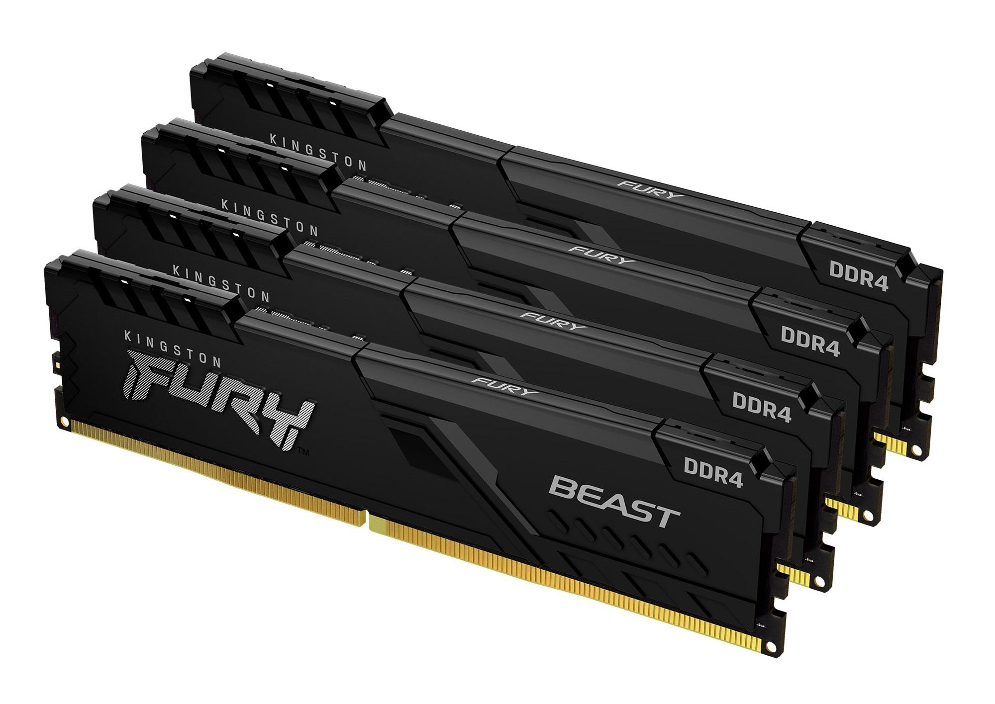 Kingston Technology FURY 128GB 3600MT/s DDR4 CL18 DIMM (Kit da 4) Beast Black