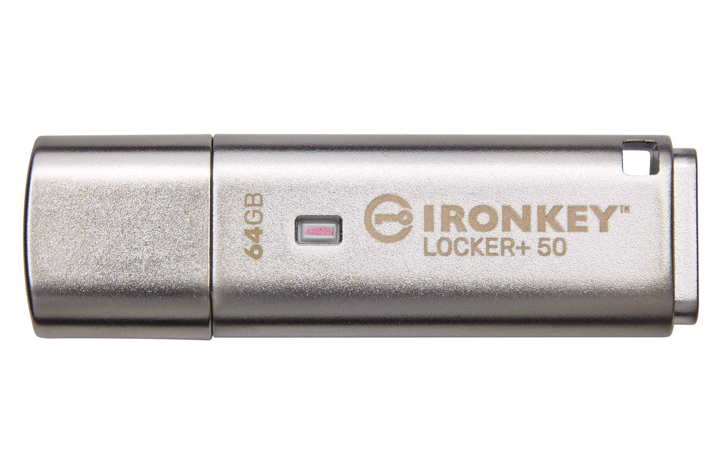 Kingston Technology IronKey 64GB IKLP50 AES USB, w/256bit Encryption (64GB USB 3.2 IRONKEY LOCKER+ 50 - AES USB W/256BIT ENCRYP