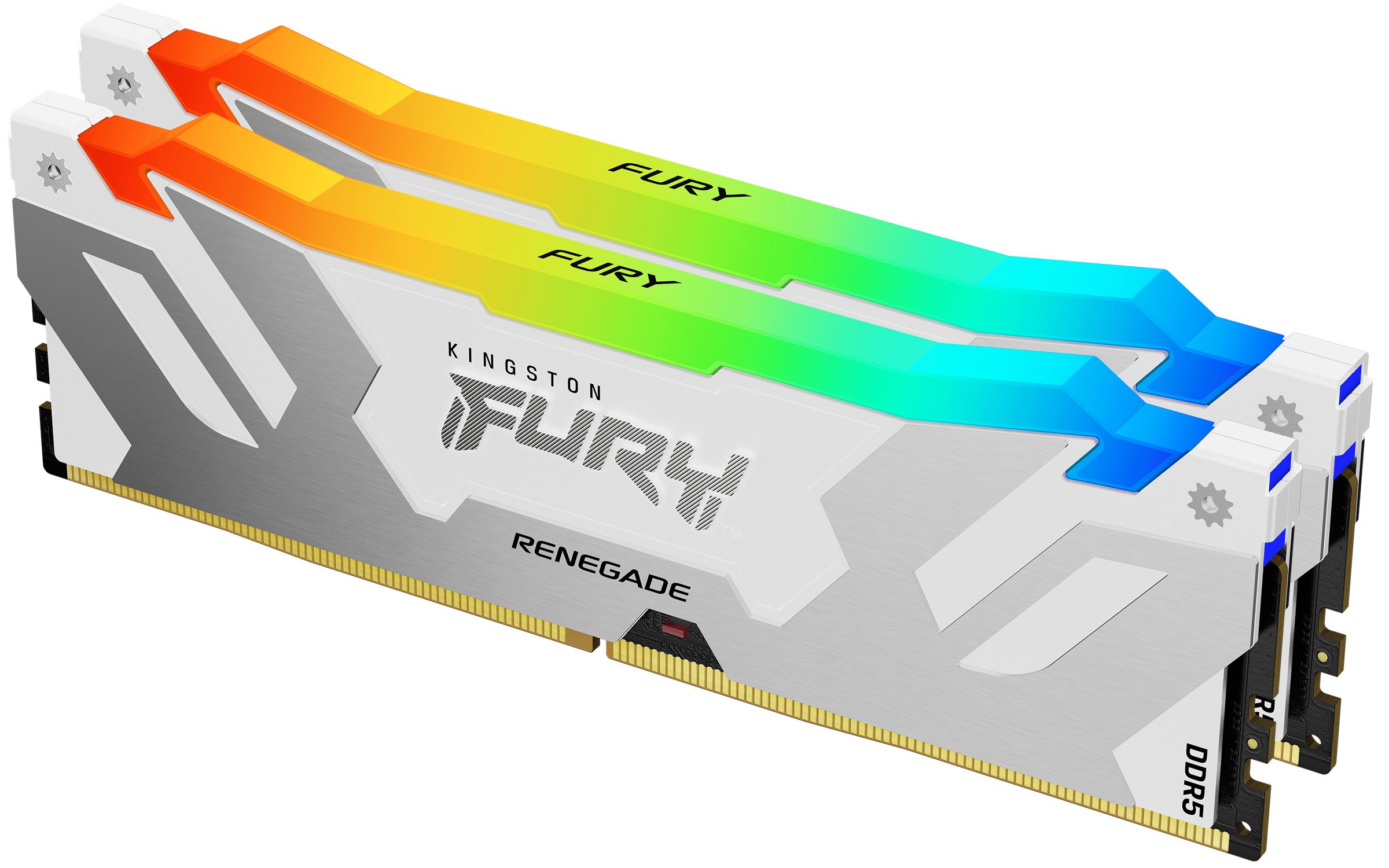 Kingston Technology FURY 64GB 6000MT/s DDR5 CL32 DIMM (Kit of 2) Renegade RGB White XMP