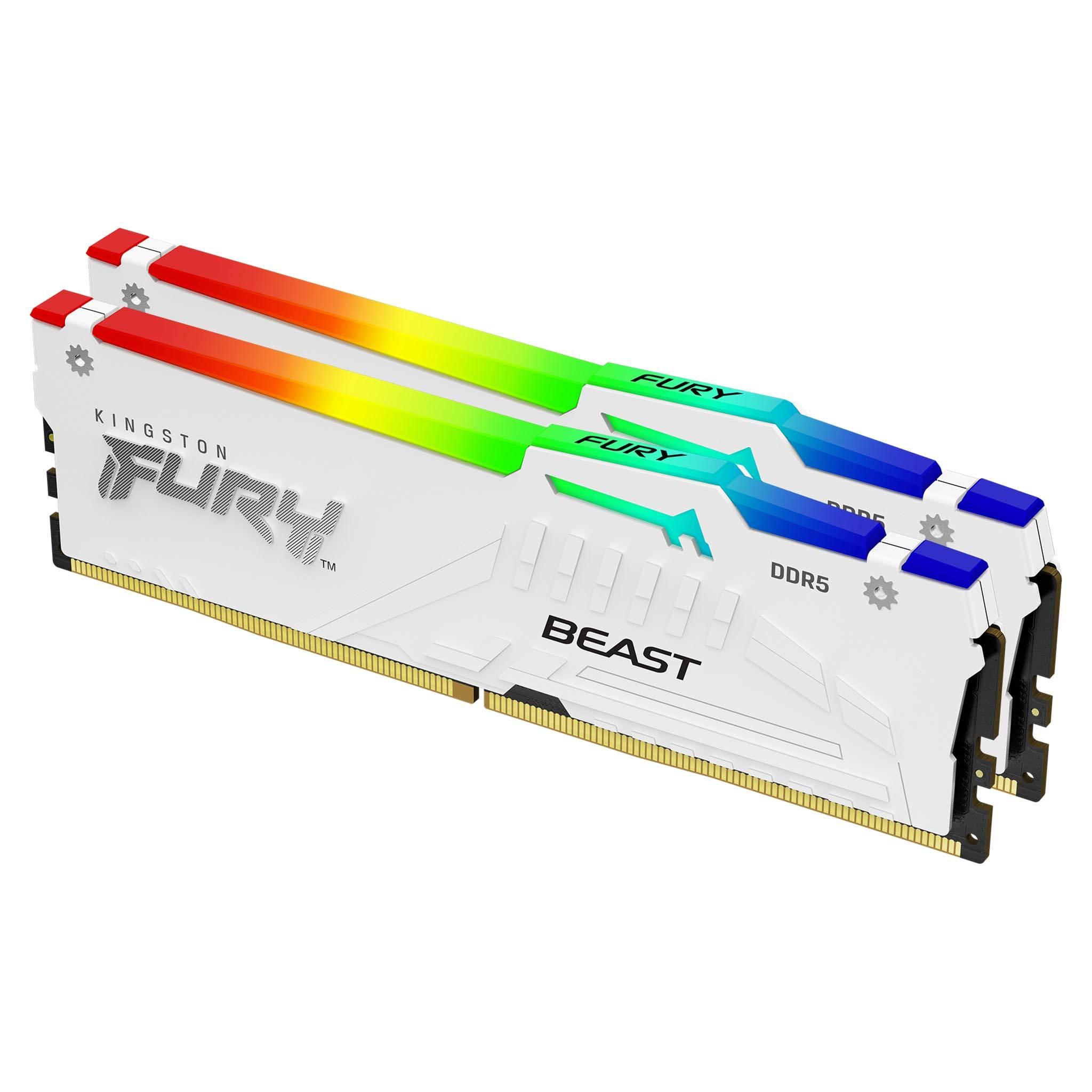 Kingston Technology FURY Beast 64 GB 6000 MT/s DDR5 CL36 DIMM (Kit da 2 moduli) White RGB EXPO