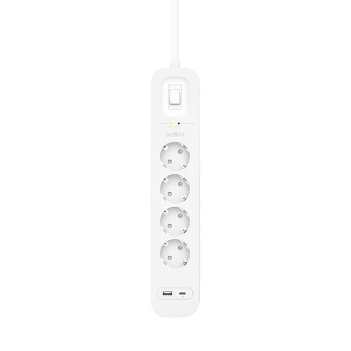 Belkin SRB001VF2M protezione da sovraccarico Bianco 4 presa[e] AC 2 m (SOCKET STRIP WITH OVERVOLTAGE - PROTECTION 4-WAY WITH 1