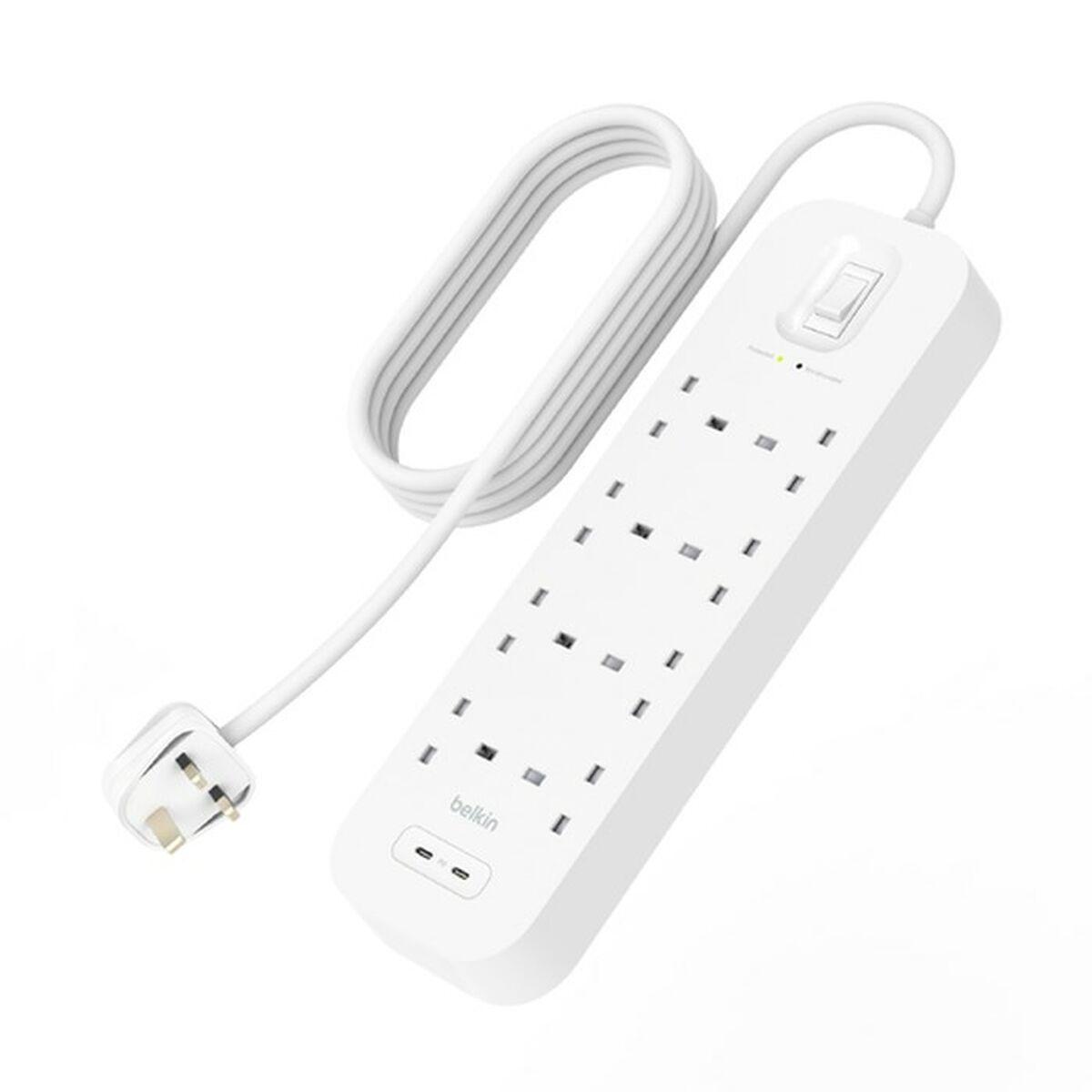 Belkin Connect Bianco 8 presa[e] AC 2 m (POWER STRIP WITH OVERVOLTAGE - PROTECTION 8 SOCKETS WITH 2 X US)