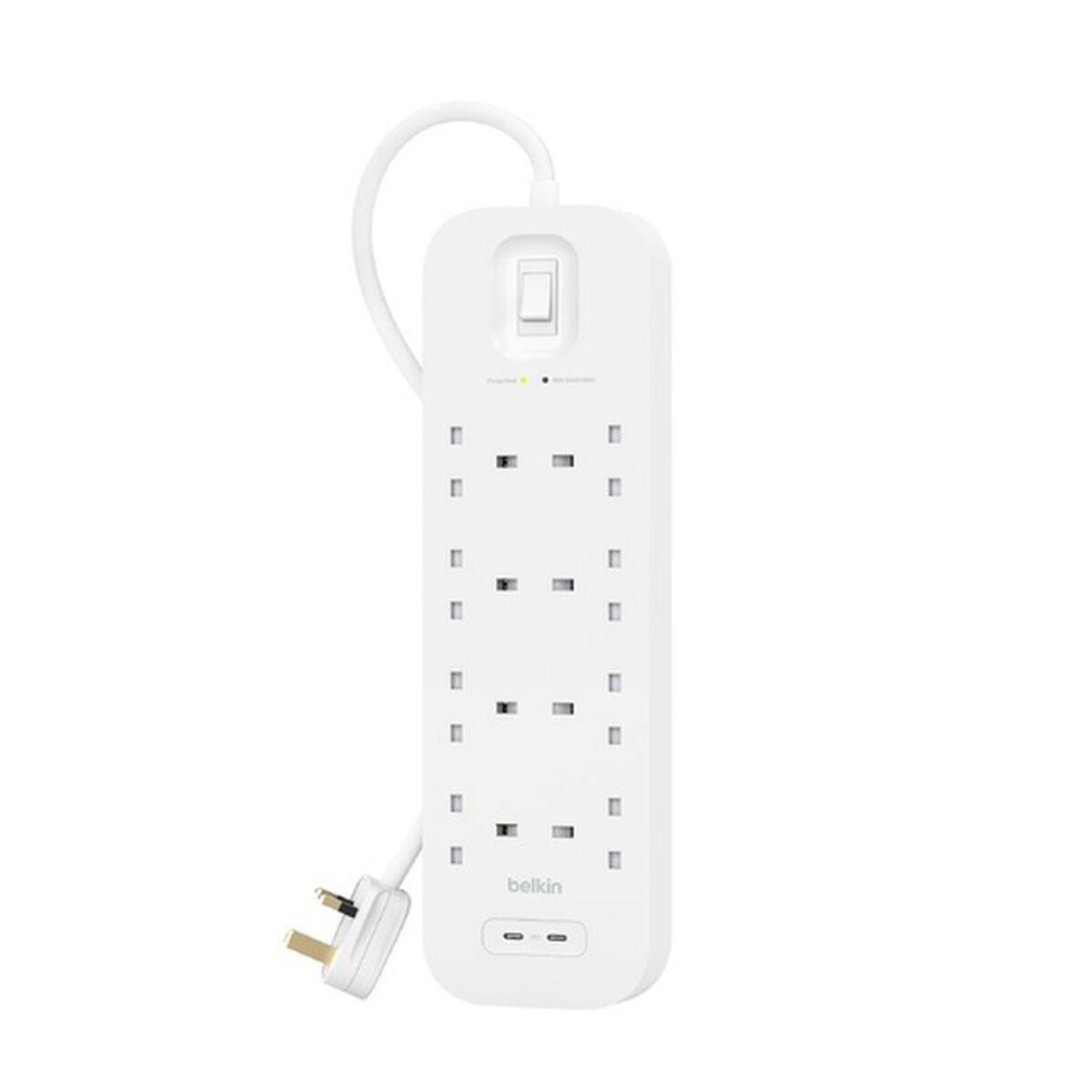 Belkin Connect Bianco 8 presa[e] AC 2 m (POWER STRIP WITH OVERVOLTAGE - PROTECTION 8 SOCKETS WITH 2 X US)