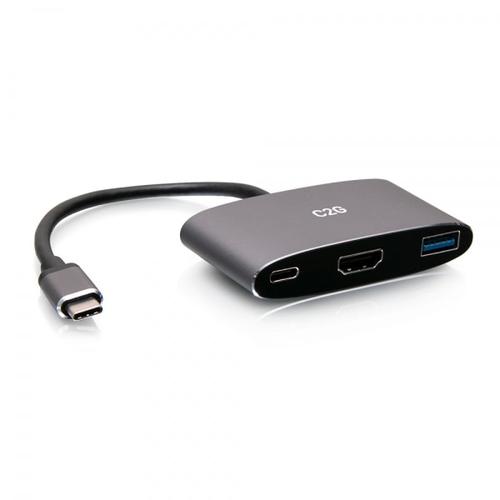 C2G Mini dock USB-C 3 in 1 con HDMI, USB-A e tecnologia Power Delivery USB-C fino a 100 W - 4k 60 Hz