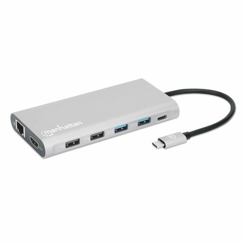 Manhattan 130660 replicatore di porte e docking station per laptop Cablato USB 3.2 Gen 1 [3.1 Gen 1] Type-C Alluminio (USB-C DO