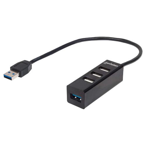 Manhattan 163828 hub di interfaccia USB 3.2 Gen 1 (3.1 Gen 1) Type-A 5000 Mbit/s Nero