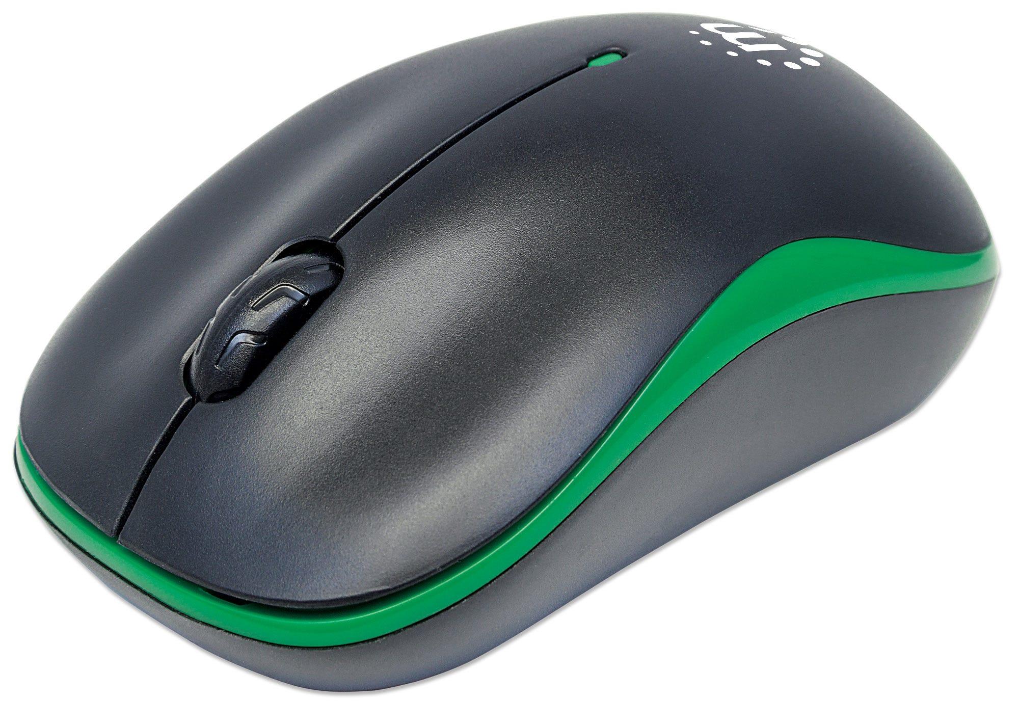 Manhattan 179393 mouse Ufficio Ambidestro RF Wireless Ottico 1000 DPI (SUCCESS USB WIRELESS MOUSE- - 2.4GHZ GREEN/BLACK USB-A 1