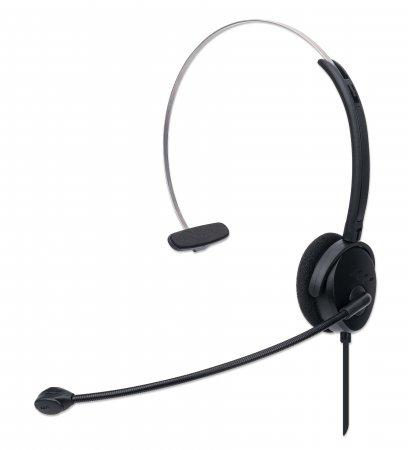 Manhattan 179867 cuffia e auricolare Cablato A Padiglione Ufficio USB tipo A Nero (HEADSET MONO USB-A ON-EAR- - RETAIL BOX ADJU