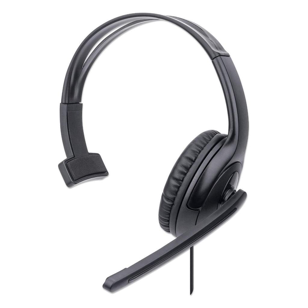 Manhattan 179874 cuffia e auricolare Cablato A Padiglione Ufficio USB tipo A Nero (HEADSET MONO USB-A OVER-EAR- - RETAIL BOX AD