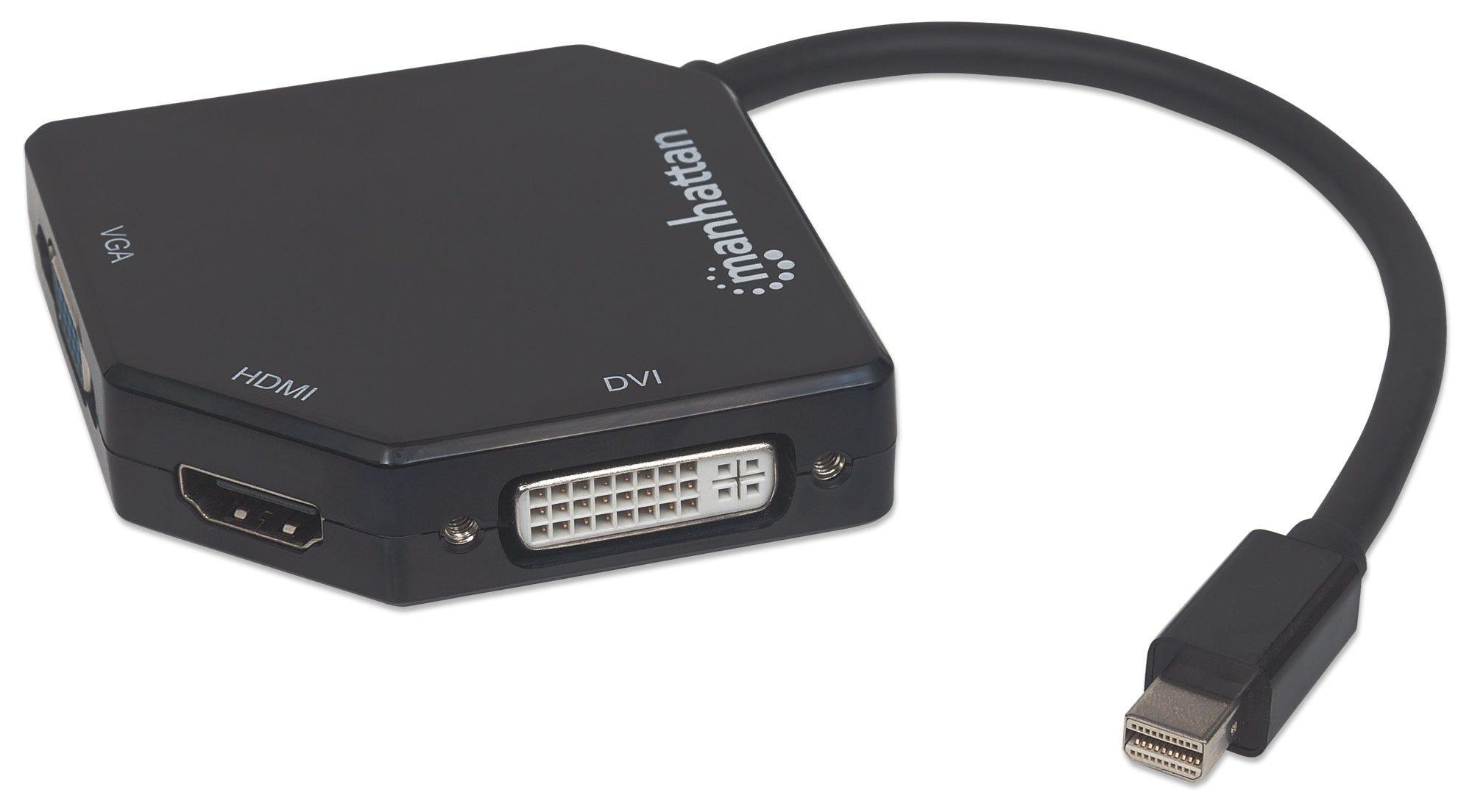 Manhattan 207720 cavo e adattatore video 0,25 m Mini DisplayPort DVI-I + VGA (D-Sub) + HDMI Nero