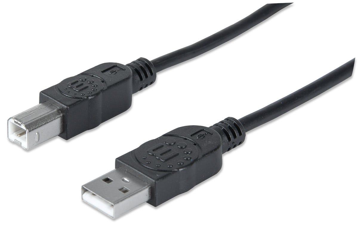 Manhattan USB A/USB B 1m cavo USB USB 2.0 Nero (USB-A TO USB-B CABLE 1M- - MALE/MALE 480MBPS [USB 2.0] BLCK)