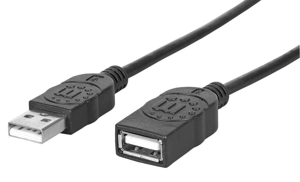 Manhattan 308519 cavo USB USB 2.0 1 m USB A Nero (USB-A CABLE 1M MALE/FEMALE- - 480MBPS [USB 2.0] EXTENSION BLCK)