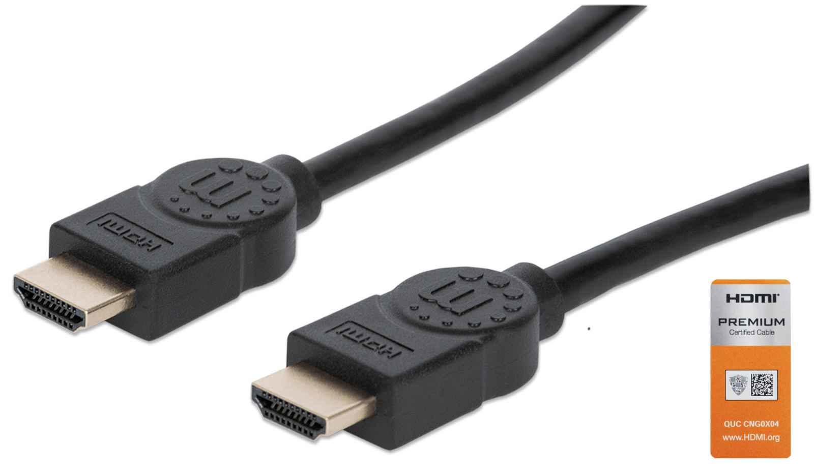 Manhattan 355353 cavo HDMI 3 m HDMI tipo A [Standard] Nero (HDMI CABLE ETHERNET 3M 4K/60HZ - -MALE/MALE BLACK POLYBAG)