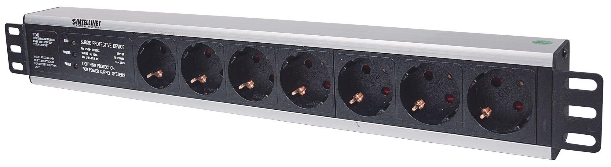 Intellinet 714006 unità di distribuzione dell'energia (PDU) 7 presa(e) AC 1.5U Nero