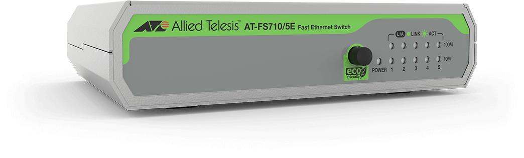 Allied Telesis FS710/5E Non gestito Fast Ethernet [10/100] Verde, Grigio (5-port 10/100TX unmanaged switch with ex)