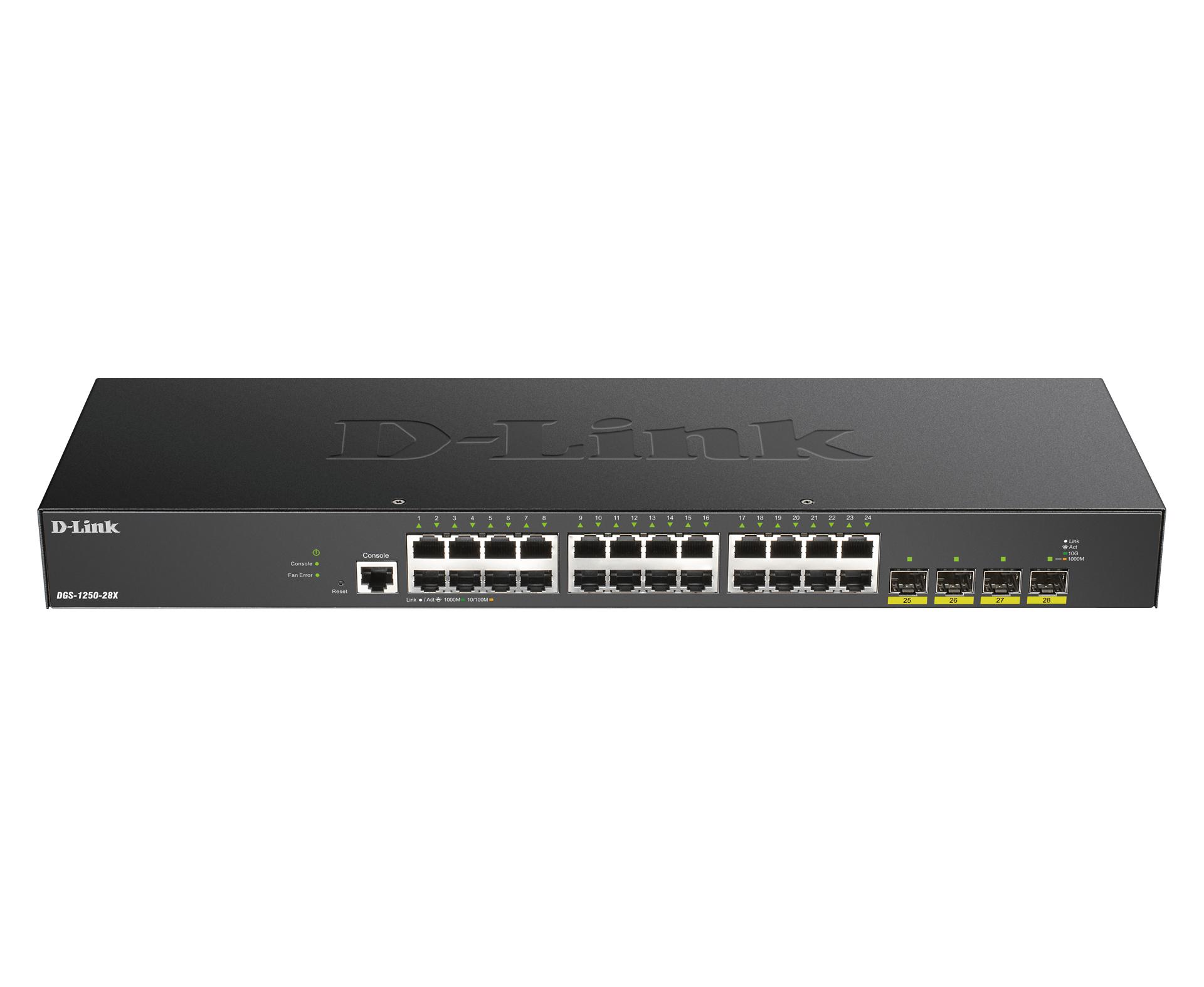 D-Link DGS 1250-28X - Switch - L3 Lite - Smart - 24 x 10/100/1000 4 x 10 Gigabit SFP - montabile in rack