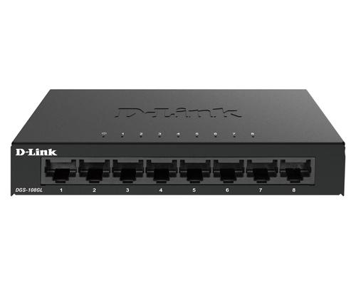 D-Link DGS-108GL Non gestito Gigabit Ethernet [10/100/1000] Nero (D-Link DGS 108GL - Switch - unmanaged - 8 x 10/100/1000 - des