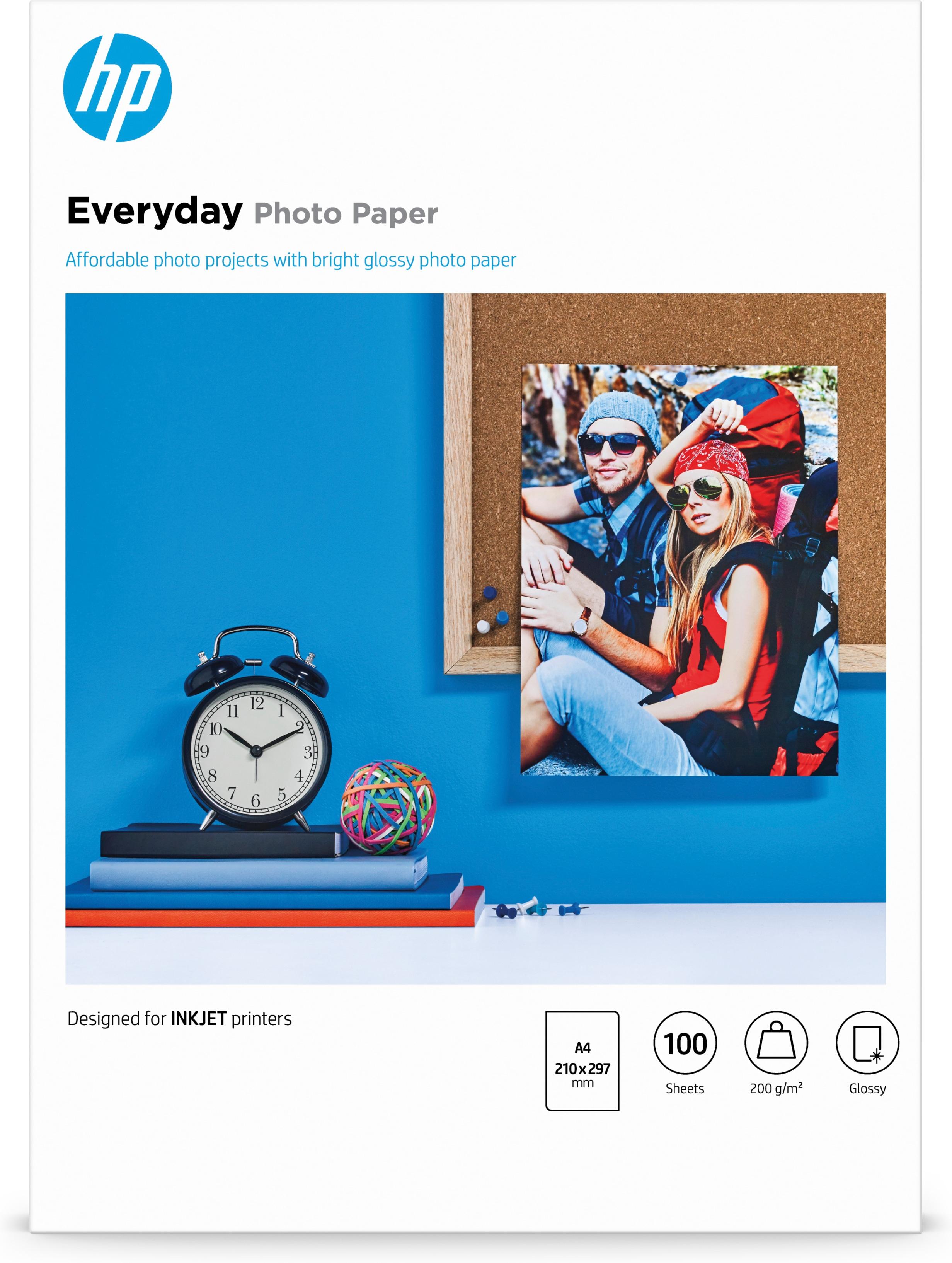 HP Everyday Photo Paper - Lucido - A4 (210 x 297 mm) - 200 g/m - 100 fogli carta fotografica - per ENVY 50XX 76XX ENVY Inspire