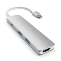 Satechi ST-CMAS hub di interfaccia USB 3.2 Gen 1 [3.1 Gen 1] Type-C 5000 Mbit/s Argento (Type-C USB Passthrough HDMI - Hub Silv