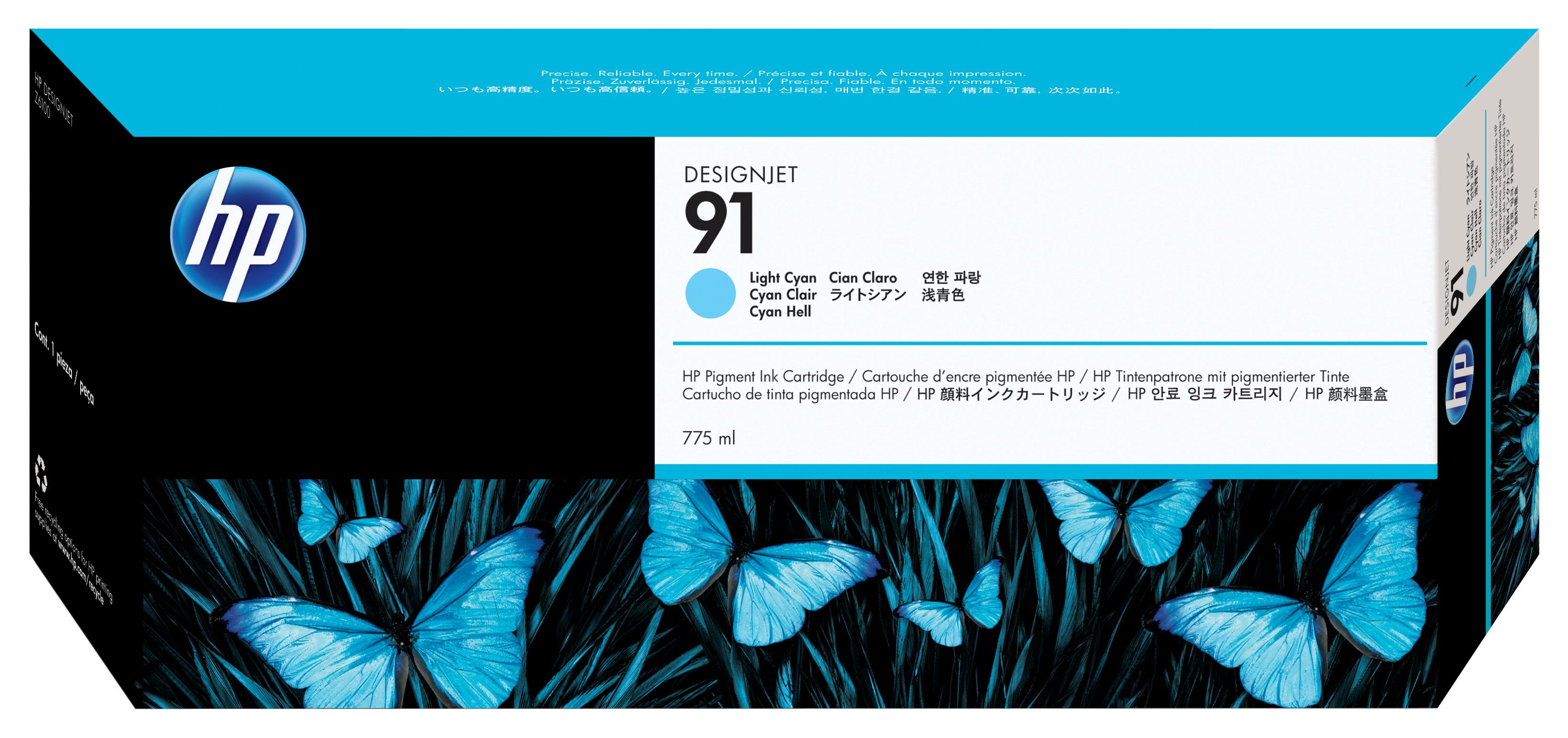 HP 91 Light Cyan 775 ml Ink Cartridge