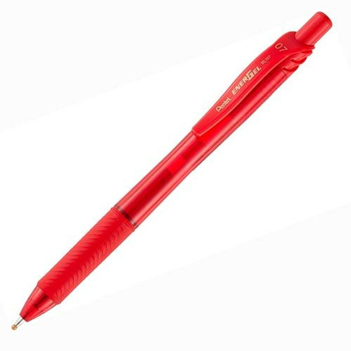 Pentel Energel X Penna in gel retrattile Rosso 12 pz (Pentel Energel X Gel Retractable Gel Rollerball Pen 0.7mm Tip 0.35mm Line