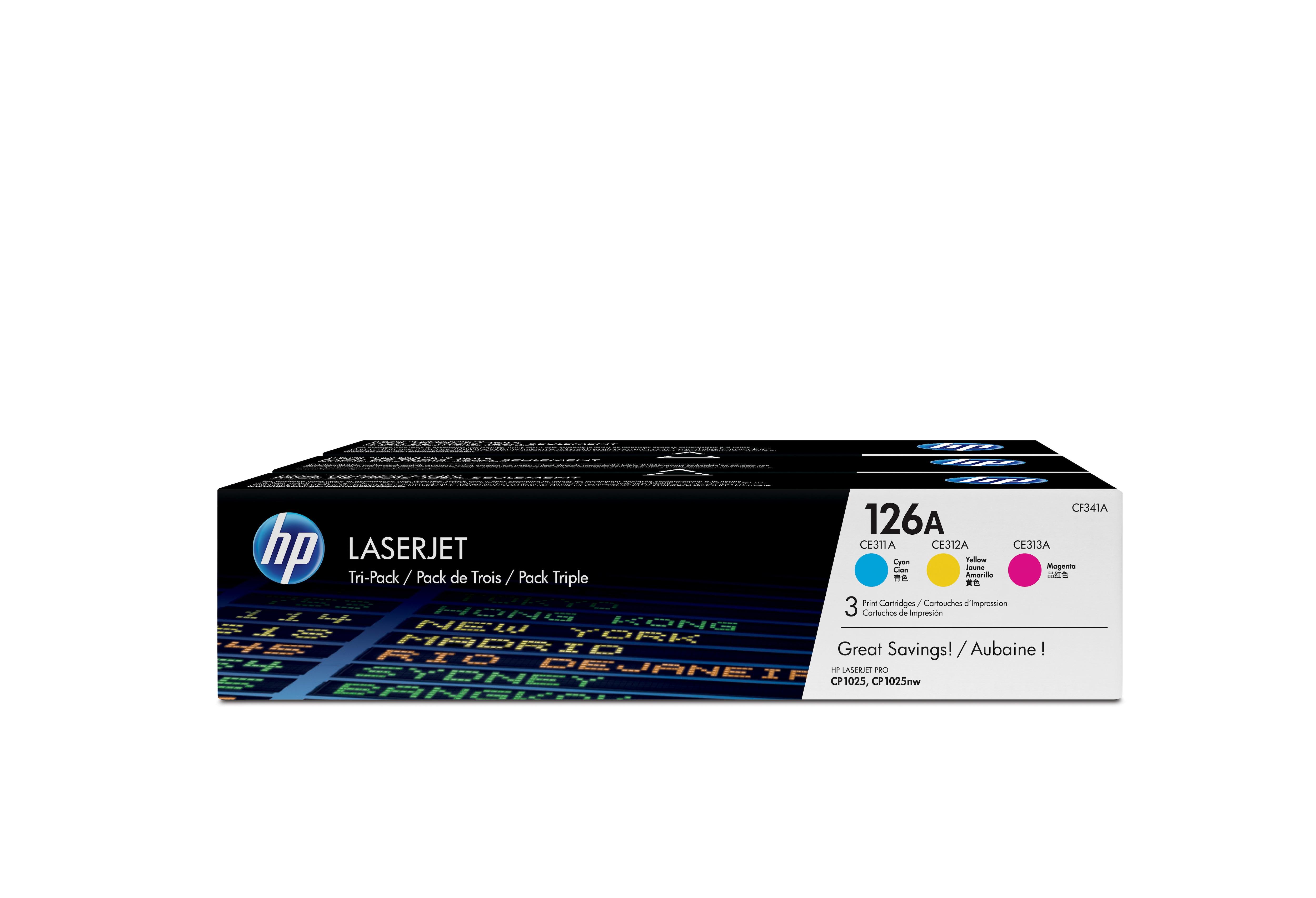 HP 126A Tri-pack - Confezione da 3 - giallo cian