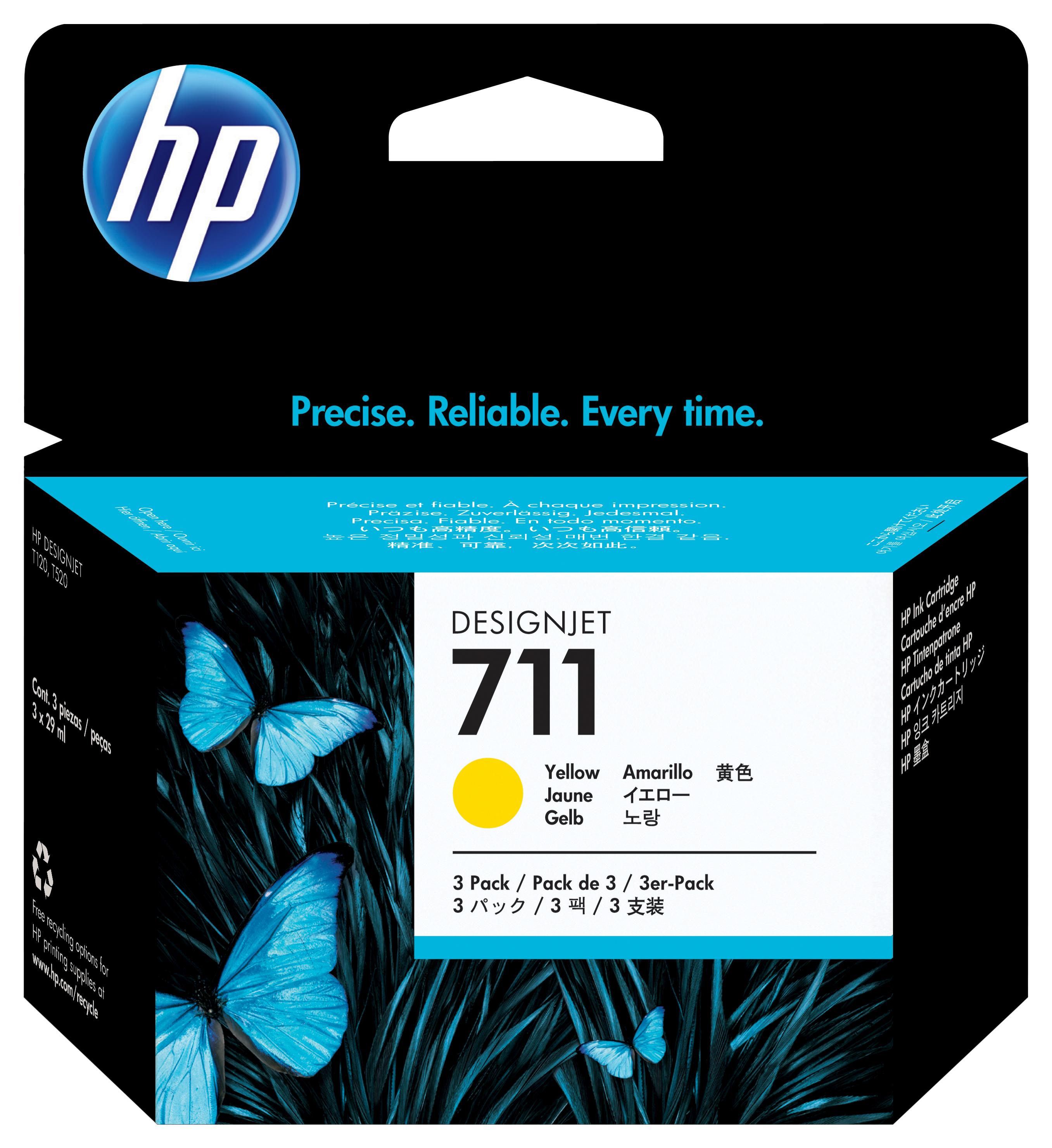 HP 711 - Confezione da 3 - 29 ml - giallo - origi