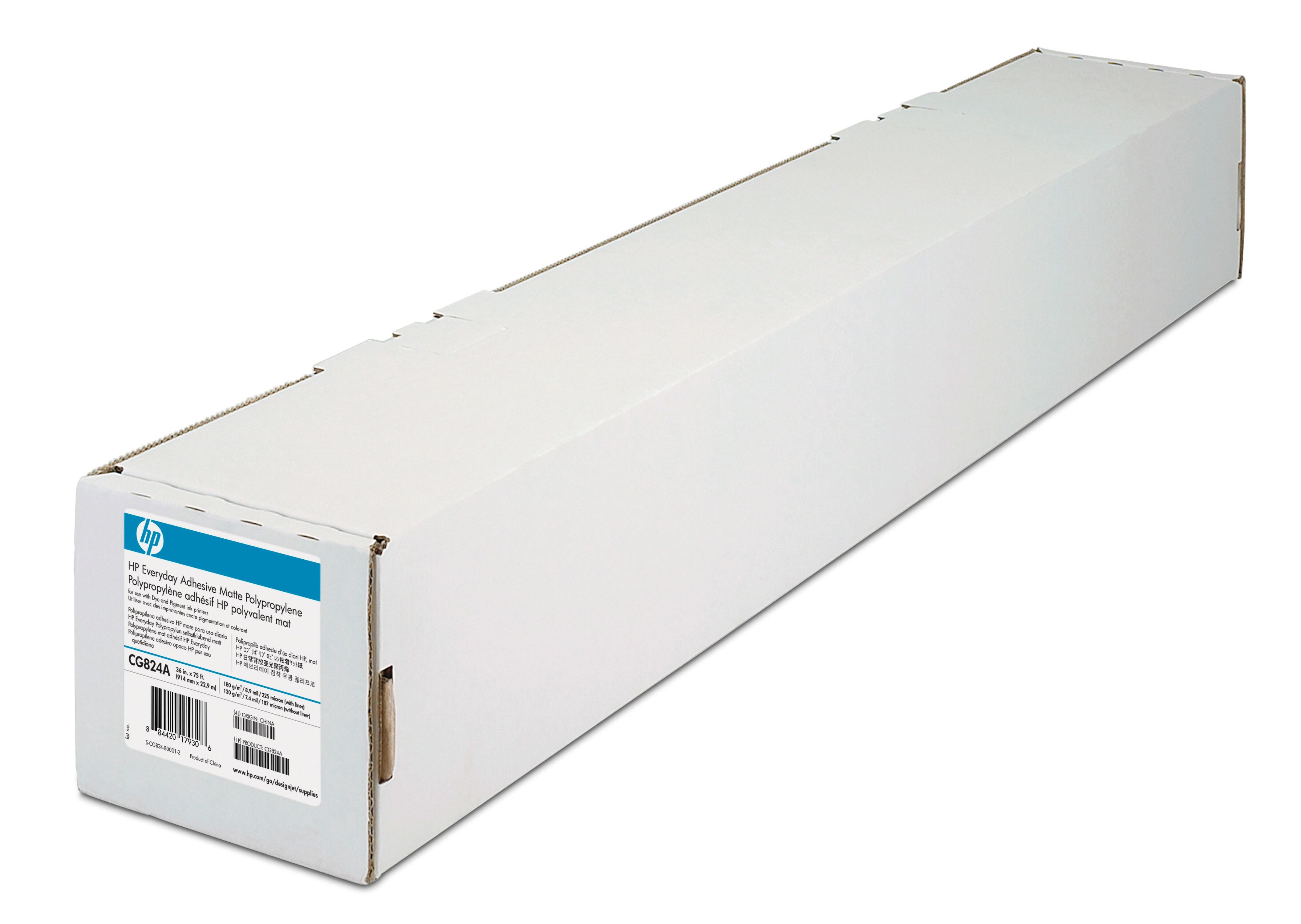 HP Confezione da 2 di polipropilene adesivo opaco per uso quotidiano 610 mm x 229 m (24"" x 75 piedi)