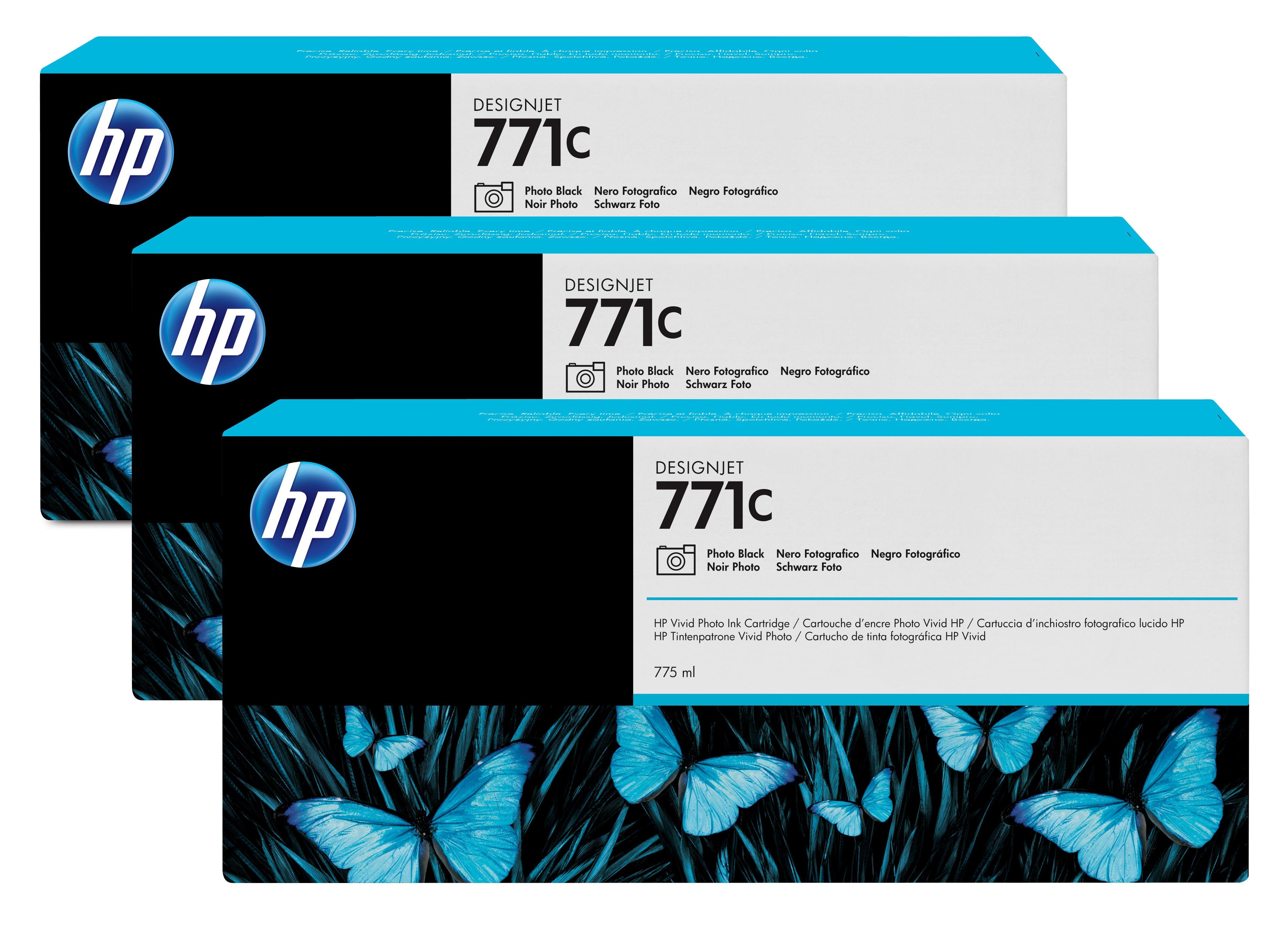 HP 771C - Confezione da 3 - 775 ml - nero per fot