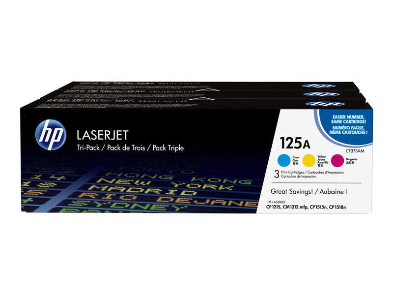 HP 125A Tri-pack - Confezione da 3 - giallo cian