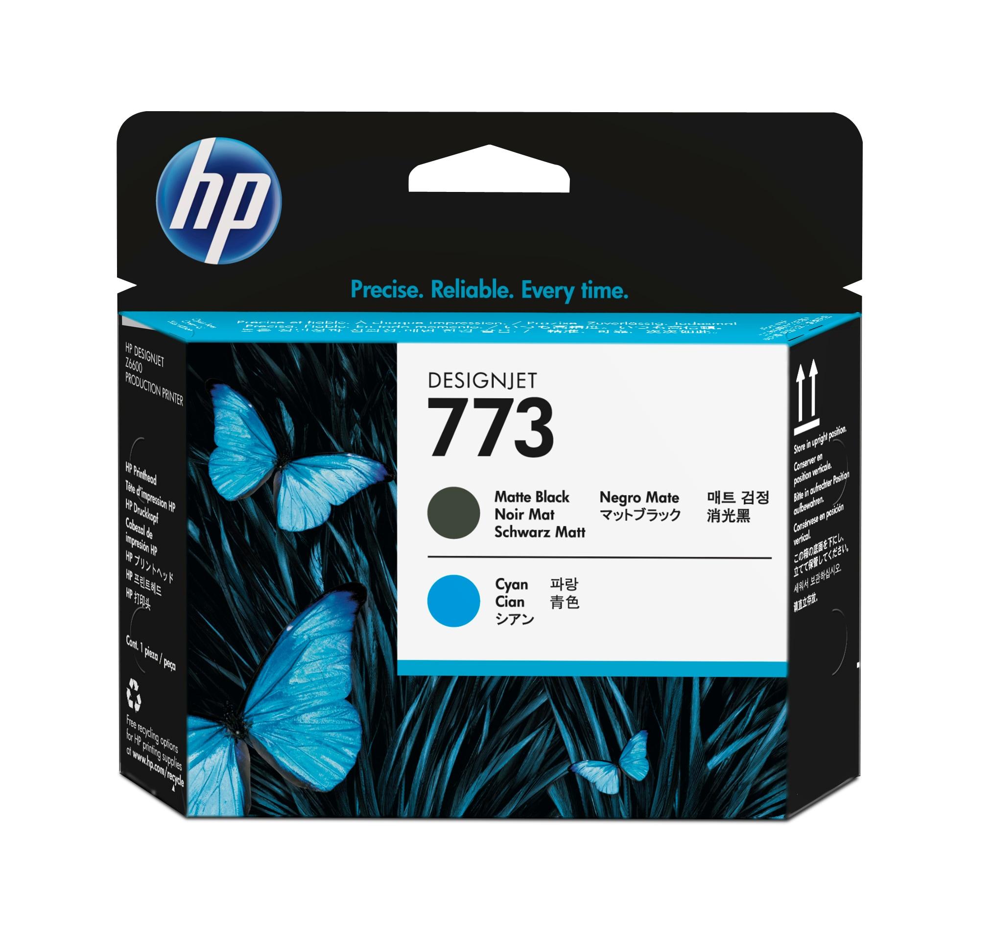 HP 773 Matte Blk and Cyan Printhead