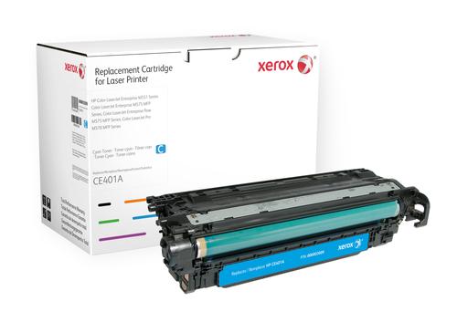 Cartuccia toner Xerox ciano. Equivalente a HP CE401A. Compatibile con HP Color LaserJet M551DN, Color LaserJet M551