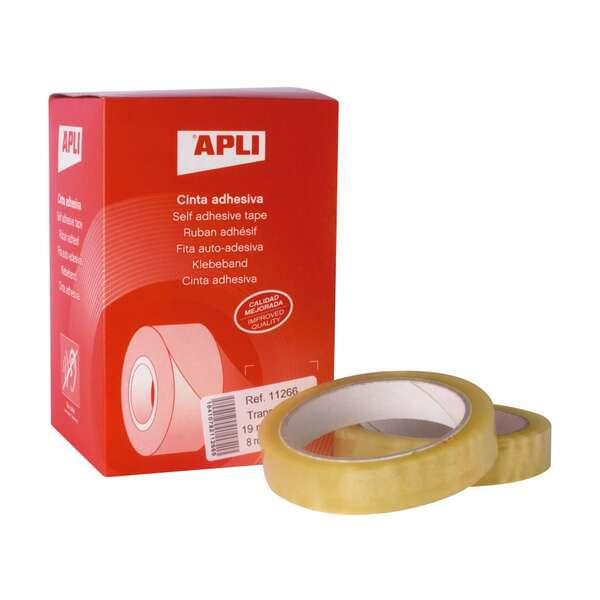 Apli Confezione da 8 Nastri Adesivi Trasparenti 19 mm x 66 mt