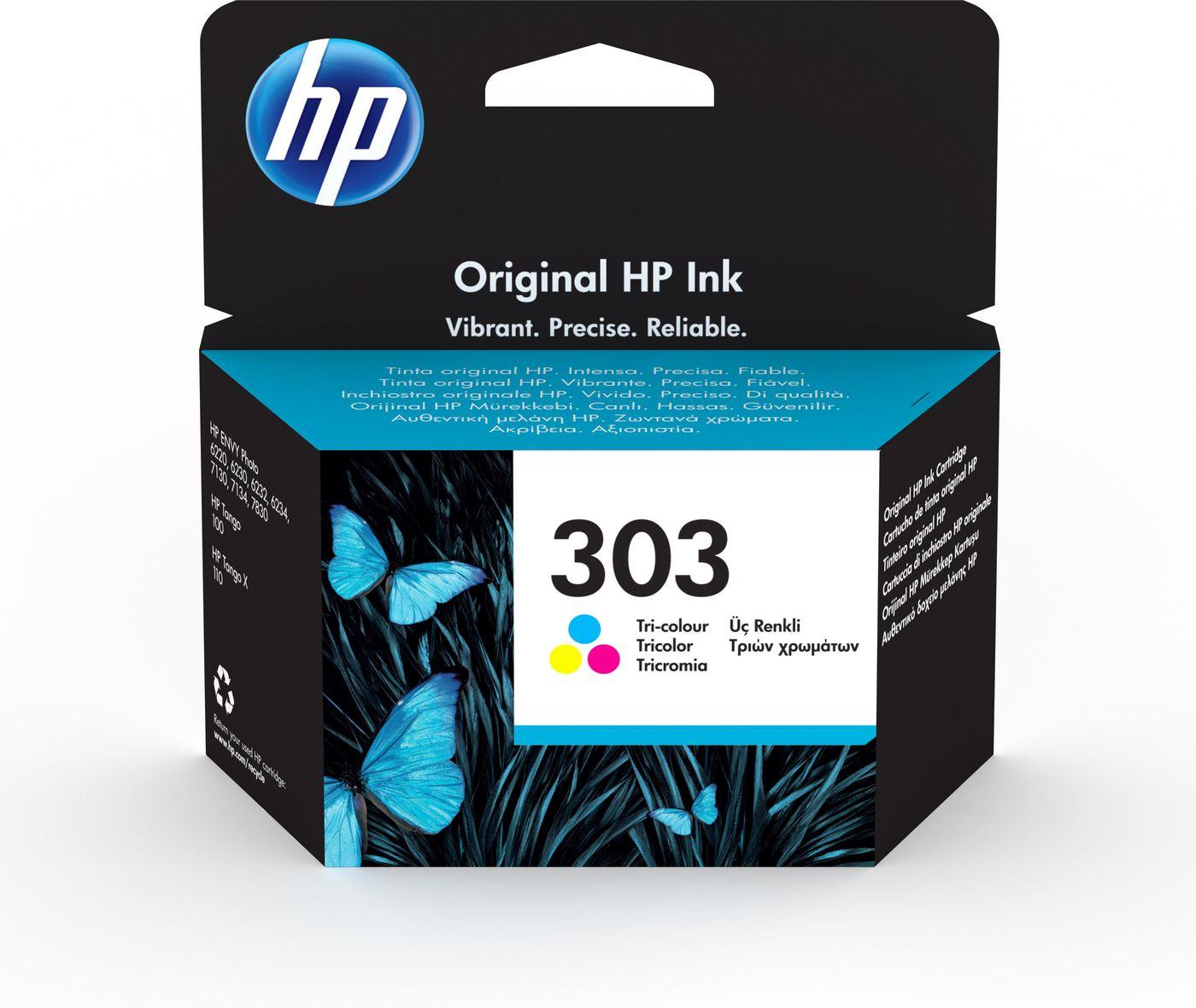 HP 303 - 4 ML - COULEUR (CYAN MAGENTA JAUNE) - ORIGINAL - CARTOUCHE D'ENCRE - POUR ENVY PHOTO 62XX PHOTO 71XX PHOTO 78XX ENVY I