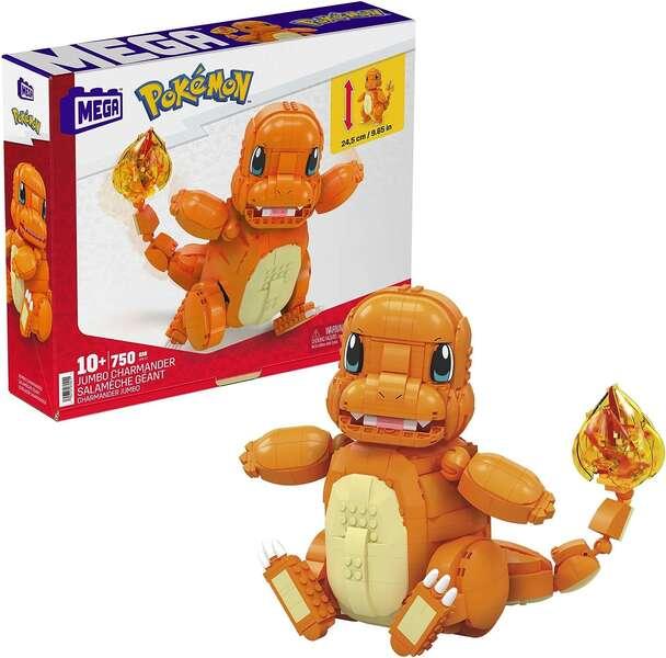 Mattel Mega Construx Wonder Builders Pokemon Charmander Jumbo - Figura da costruzione - Dimensioni 25 cm circa. - 750 pezzi