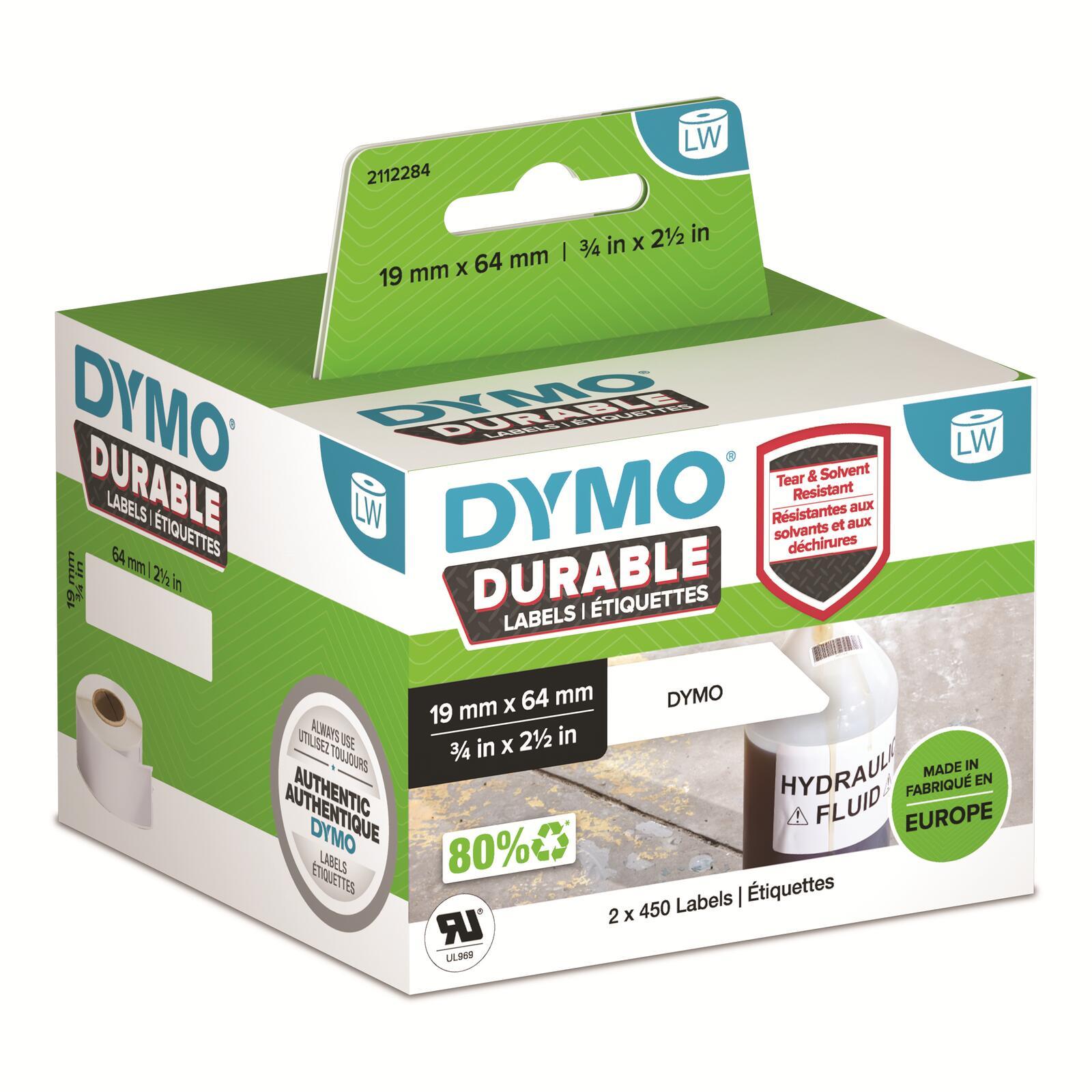 DYMO 2112284 etichetta per stampante Bianco Etichetta per stampante autoadesiva (LW DURABLE BARCODE 3/4 X 2-1/2 - [19MM X 64MM]