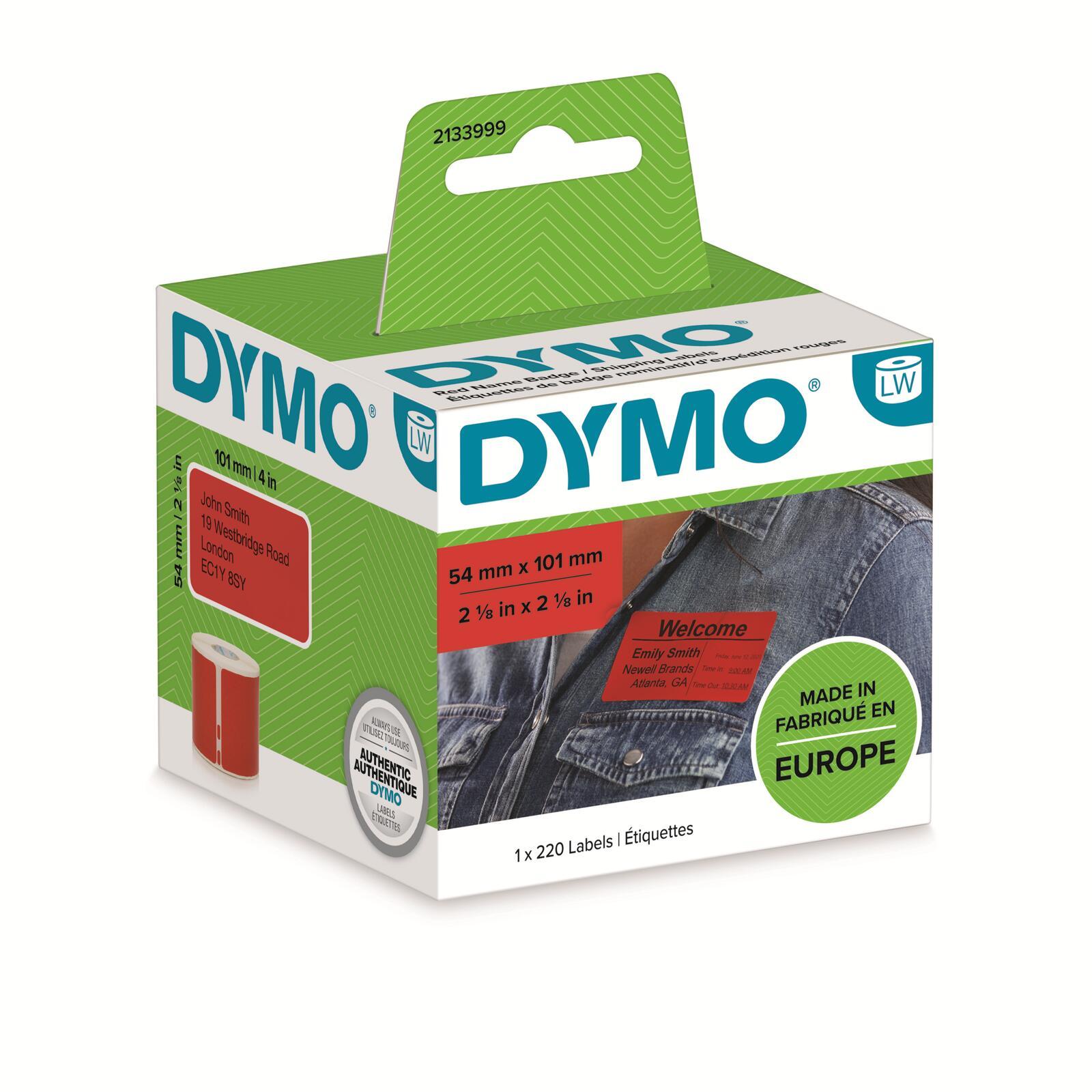 DYMO 2133399 etichetta autoadesiva Rettangolo con angoli arrotondati Rimovibile Rosso 220 pz (Dymo 2133399 54mm x 101mm Shippin