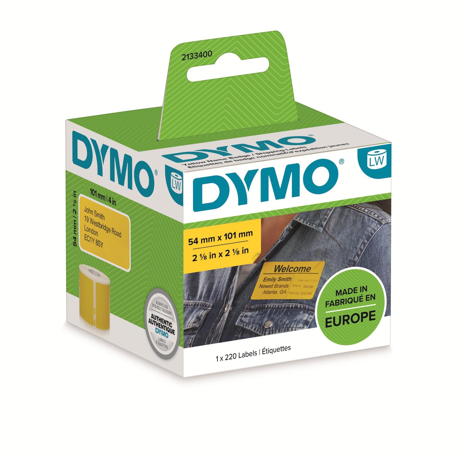 DYMO 2133400 etichetta autoadesiva Rettangolo con angoli arrotondati Rimovibile Giallo 220 pz (Dymo 2133400 54mm x 101mm Shippi